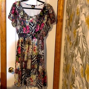 Multi Print Ruffle Dress